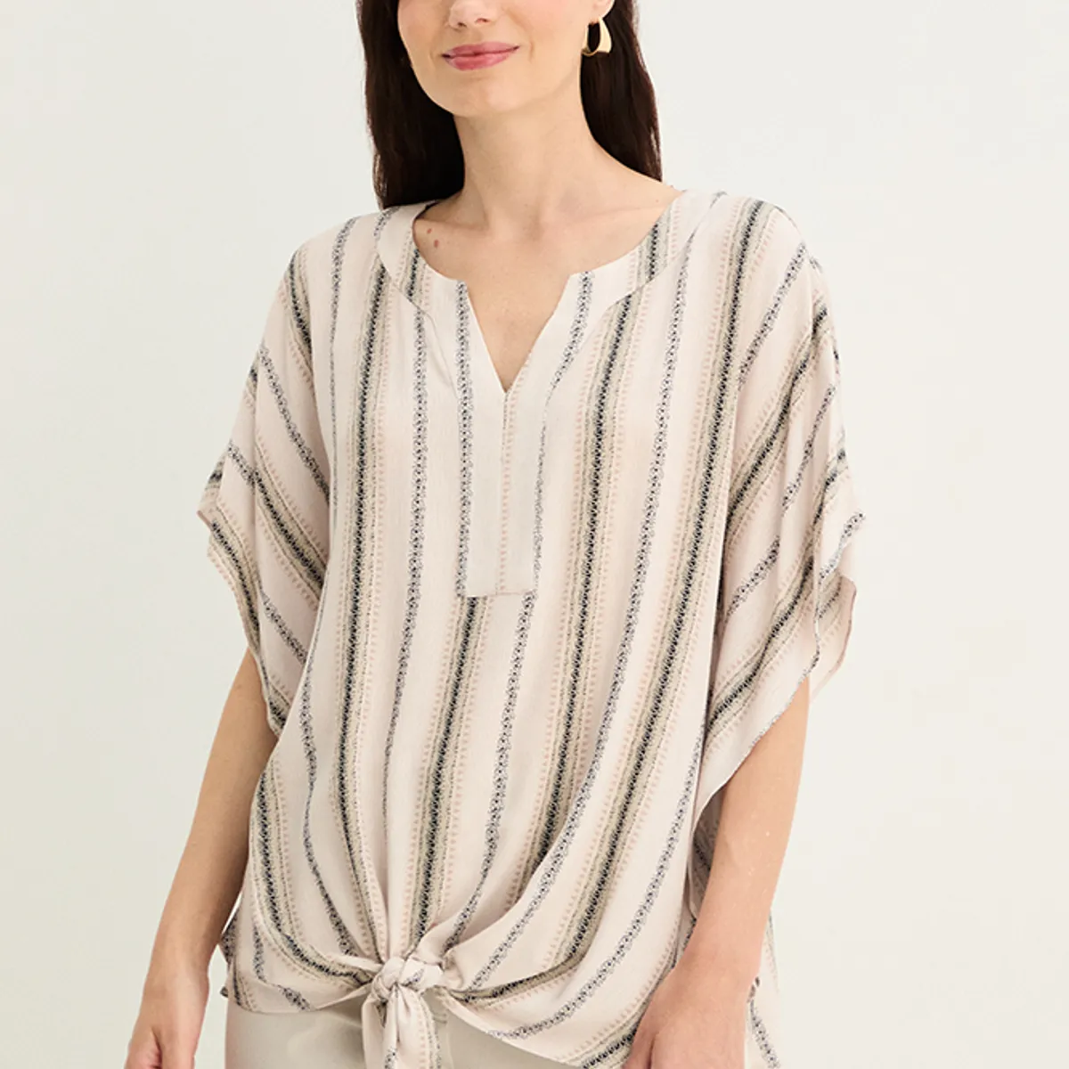 MA GRIFFE - Blusa Manga Corta Crudo Mujer Magriffe