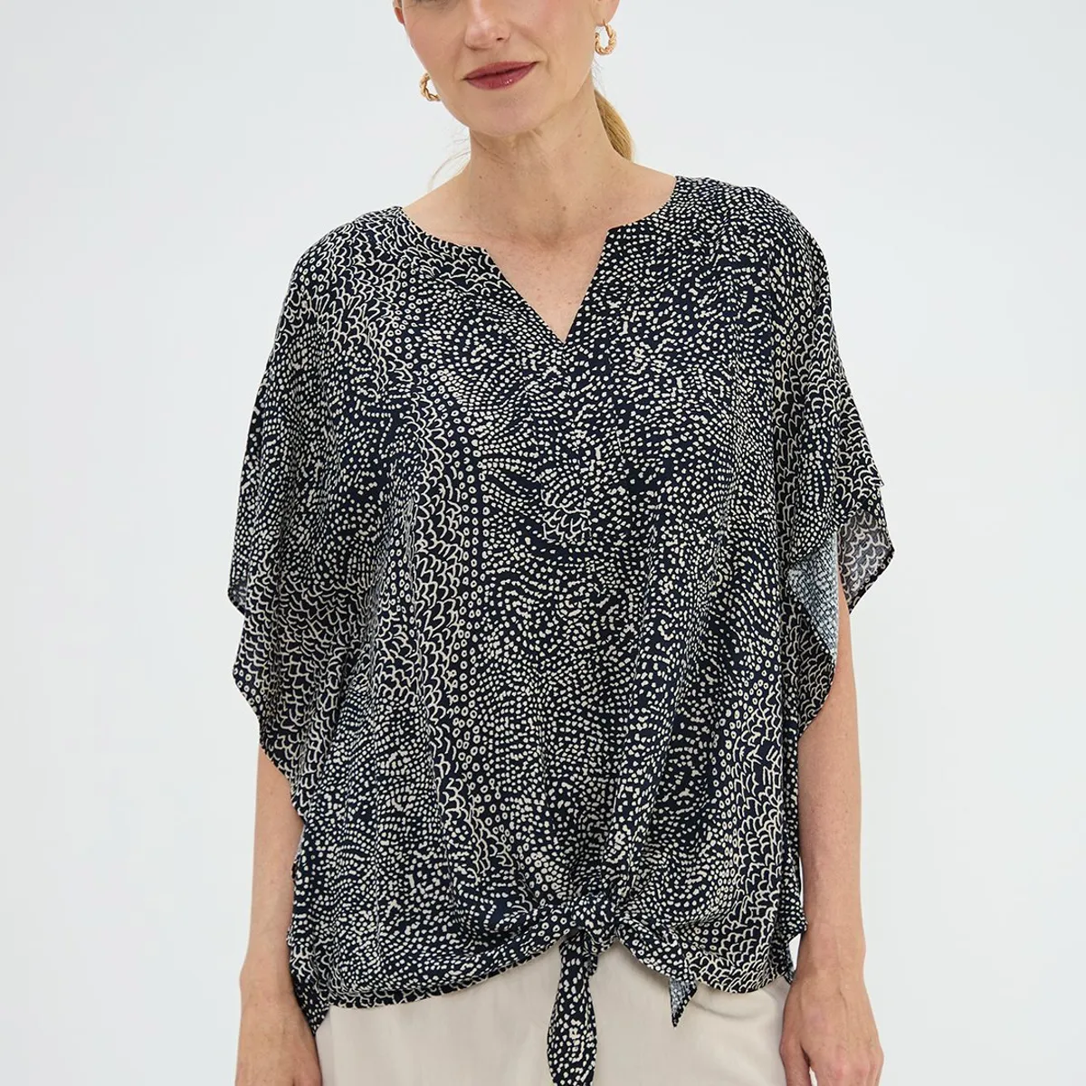 MA GRIFFE - Blusa Manga Corta Negro Mujer Magriffe