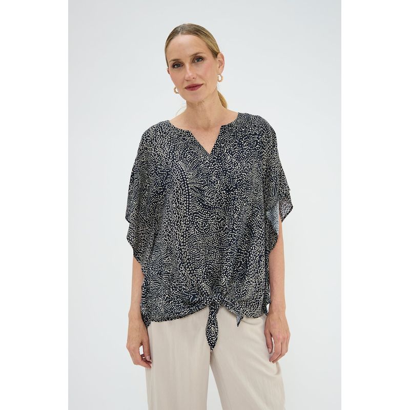 MA GRIFFE - Blusa Manga Corta Negro Mujer Magriffe