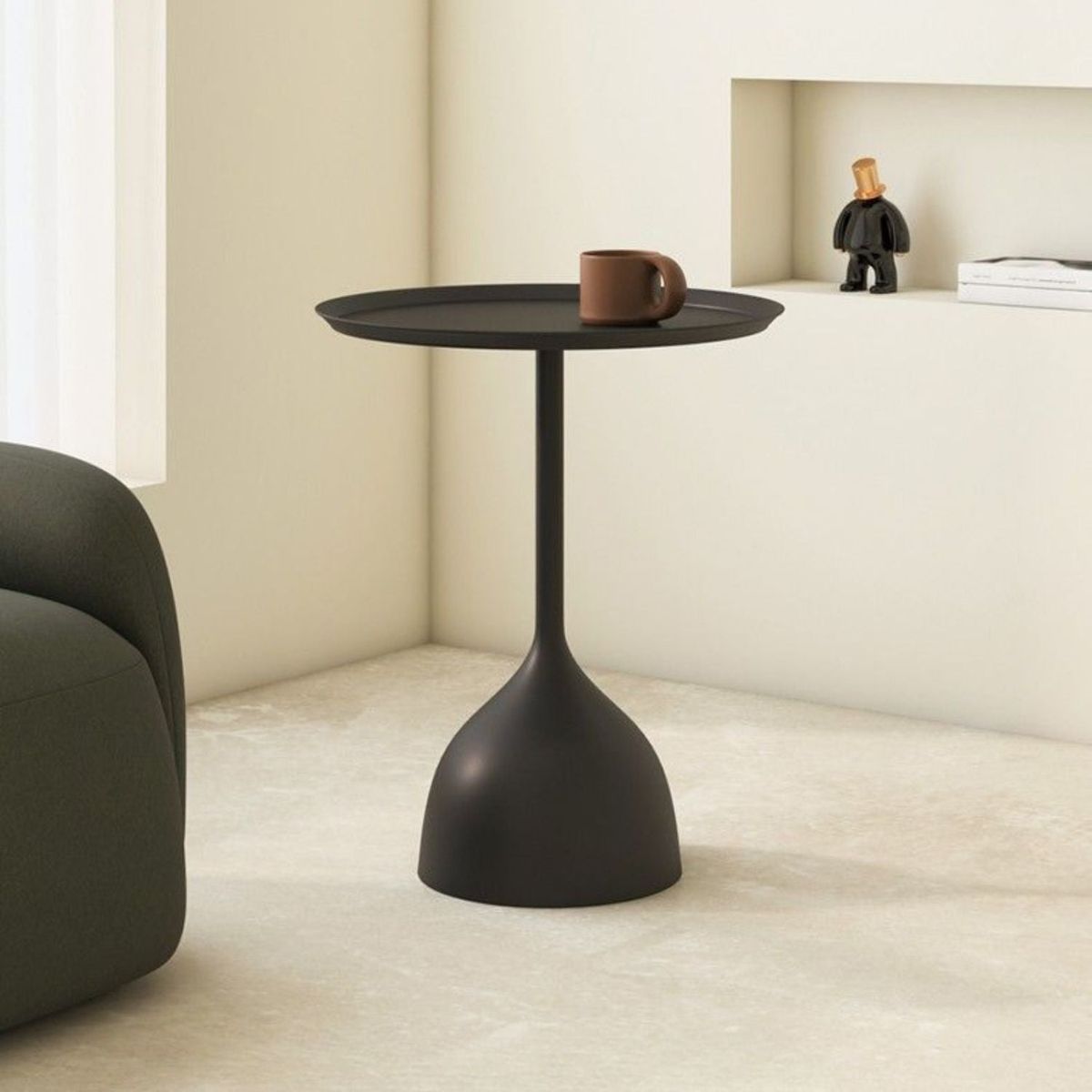 SANTU HOME & DECO - Mesa De Centro Lateral Metal Mate Negro Nórdico