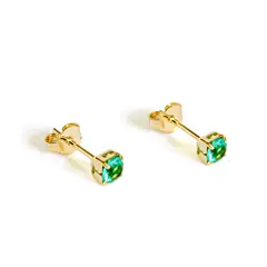 ANDREA COGGIOLA JOYAS - Aros Cuadrado Circón Verde 4mm Enchapado Oro 18K