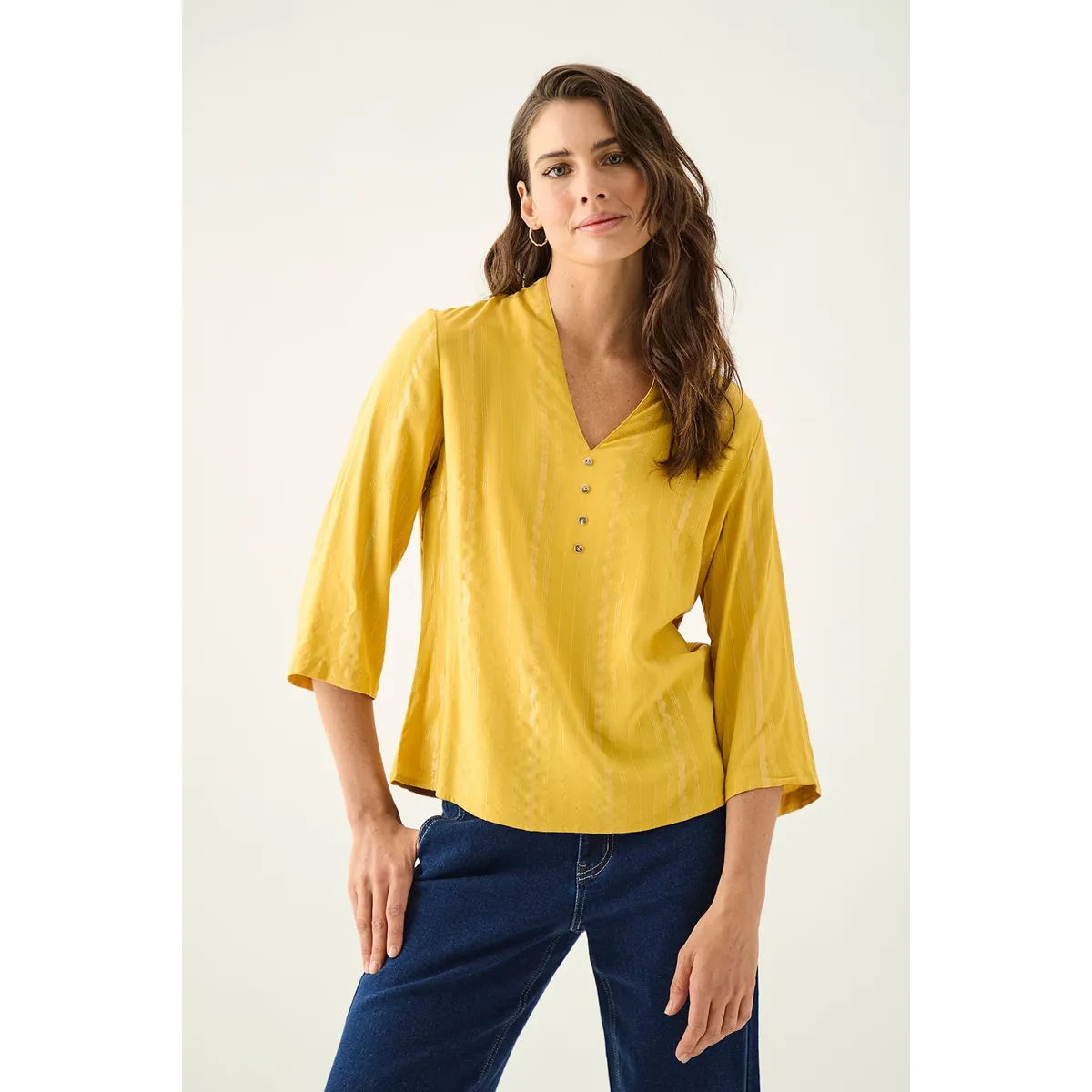 ASH - Blusa Manga Larga Mostaza Mujer Ash