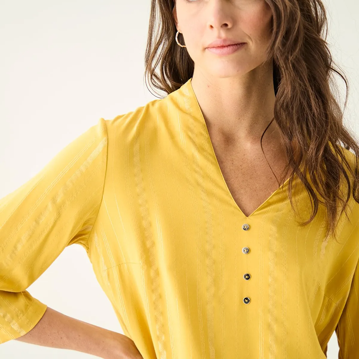 ASH - Blusa Manga Larga Mostaza Mujer Ash