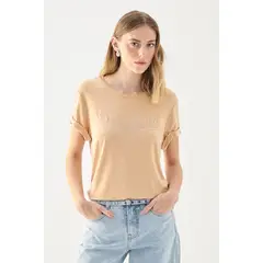 ASH - Polera Manga Corta Beige Mujer