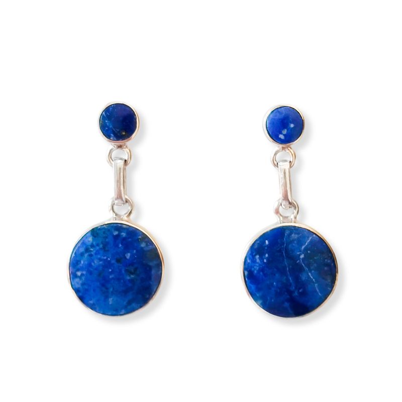 ANDREA COGGIOLA JOYAS - Aros Círculo Colgante Lapislázuli Plata Fina 950