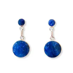 ANDREA COGGIOLA JOYAS - Aros Círculo Colgante Lapislázuli Plata Fina 950