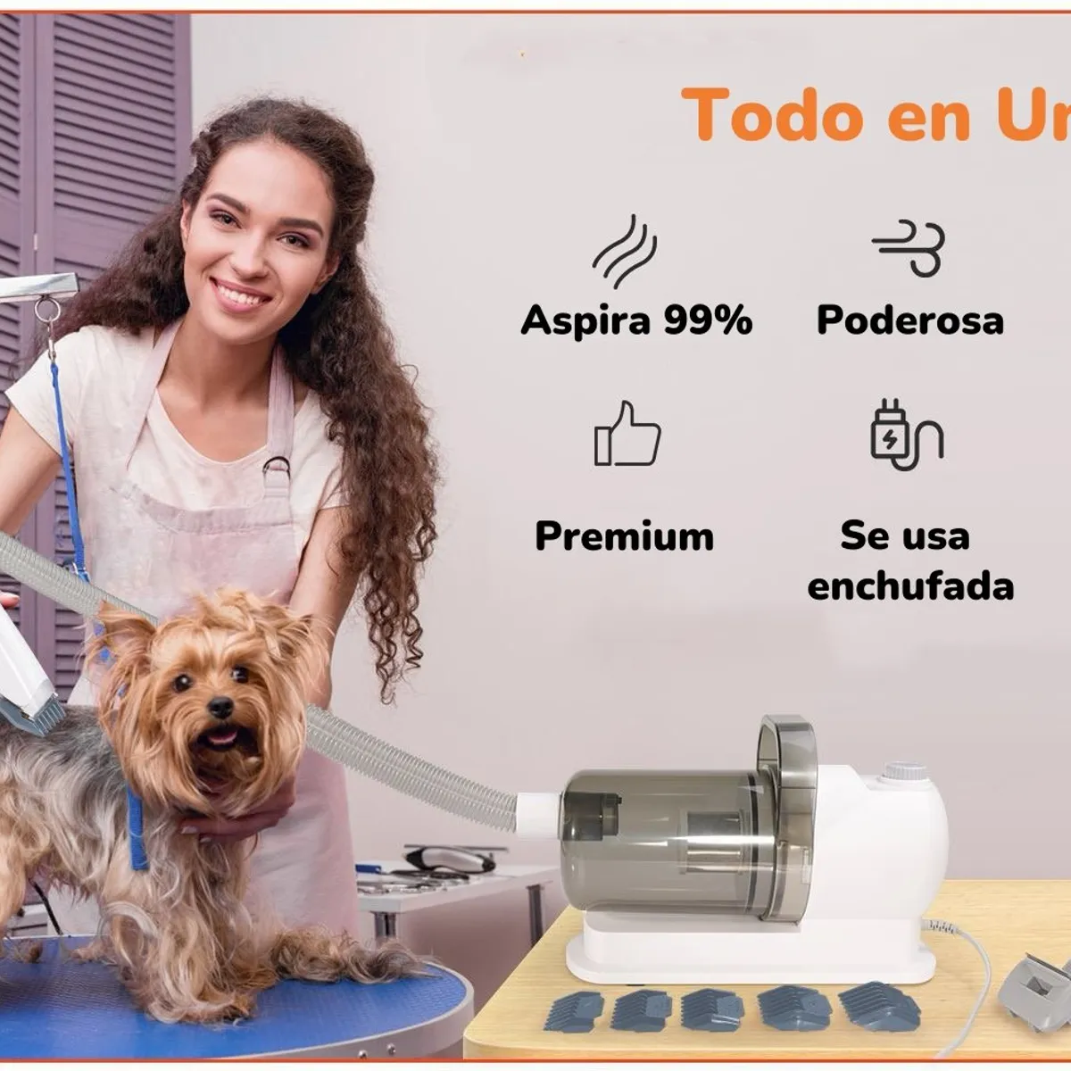 LUBABYCAS - Kit Aseo Aspiradora Cortapelos Profesional 2 En 1 Mascotas
