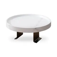 SANTU HOME & DECO - Mesa Brazo de Sofá Estilo Blanco Mármol