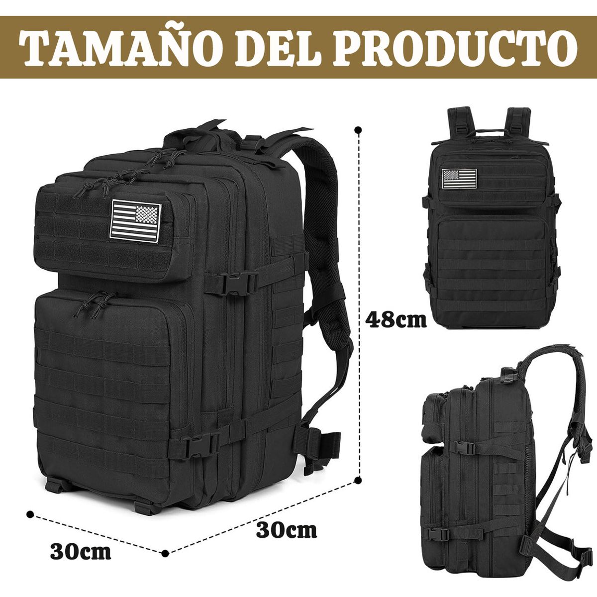 GENERICO - Mochila Táctica Impermeable 45L Gran Para Senderismo Acampa