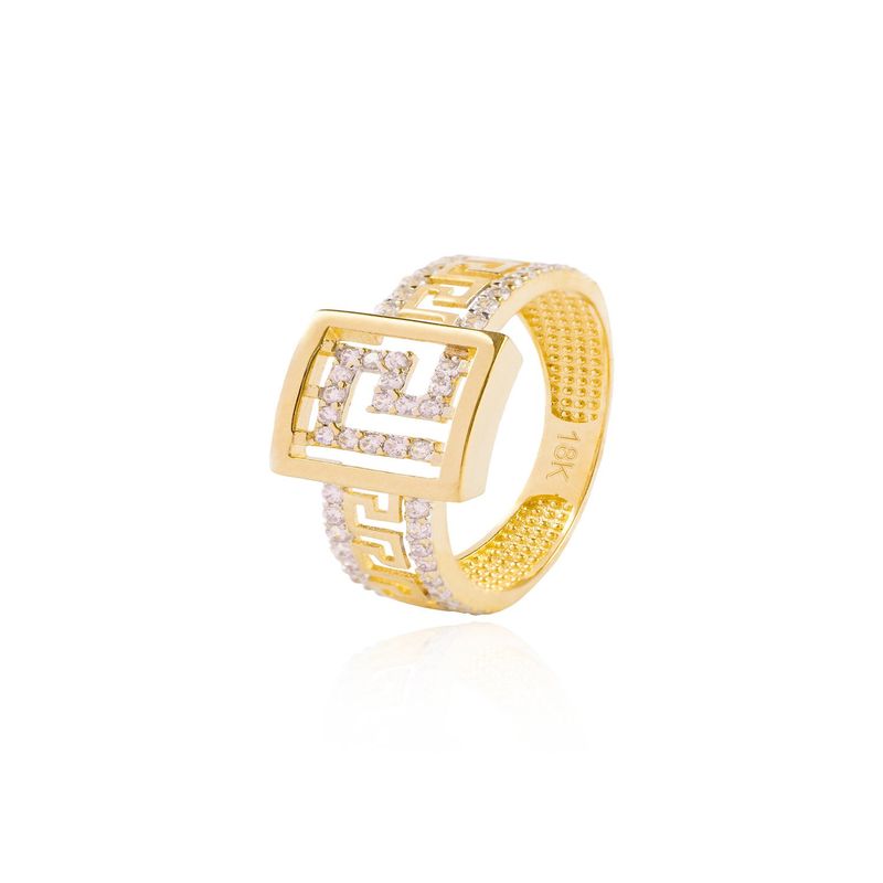 JB JOYAS BARON - Anillo de oro 18kt Mex cuadrado Circón