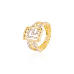 JB JOYAS BARON - Anillo de oro 18kt Mex cuadrado Circón