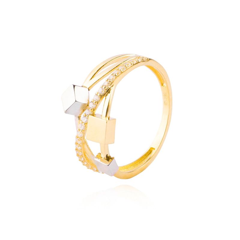 JB JOYAS BARON - Anillos de Oro 18kt Modelo Cubos con Circón
