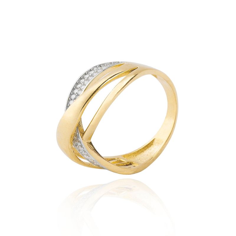 JB JOYAS BARON - Anillo de oro 18kt Entrelazado circón, liso