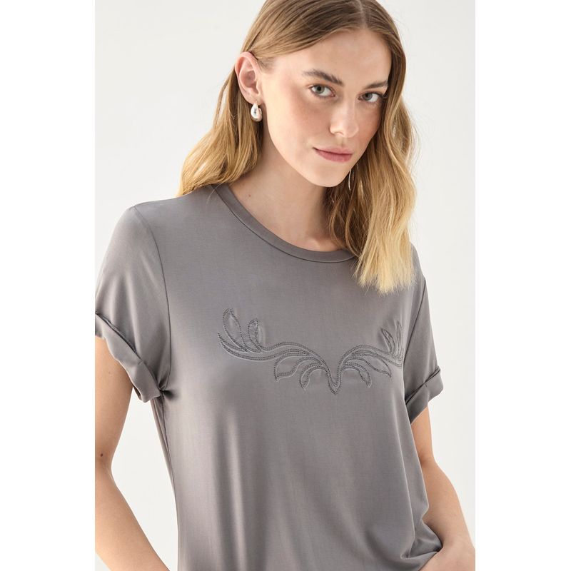 ASH - Polera Manga Corta Gris Marengo Mujer Ash