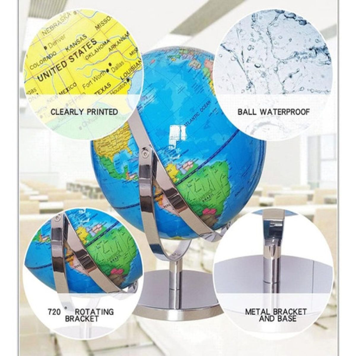 GENERICO - Globo Terráqueo Iluminado Político 32cm USB