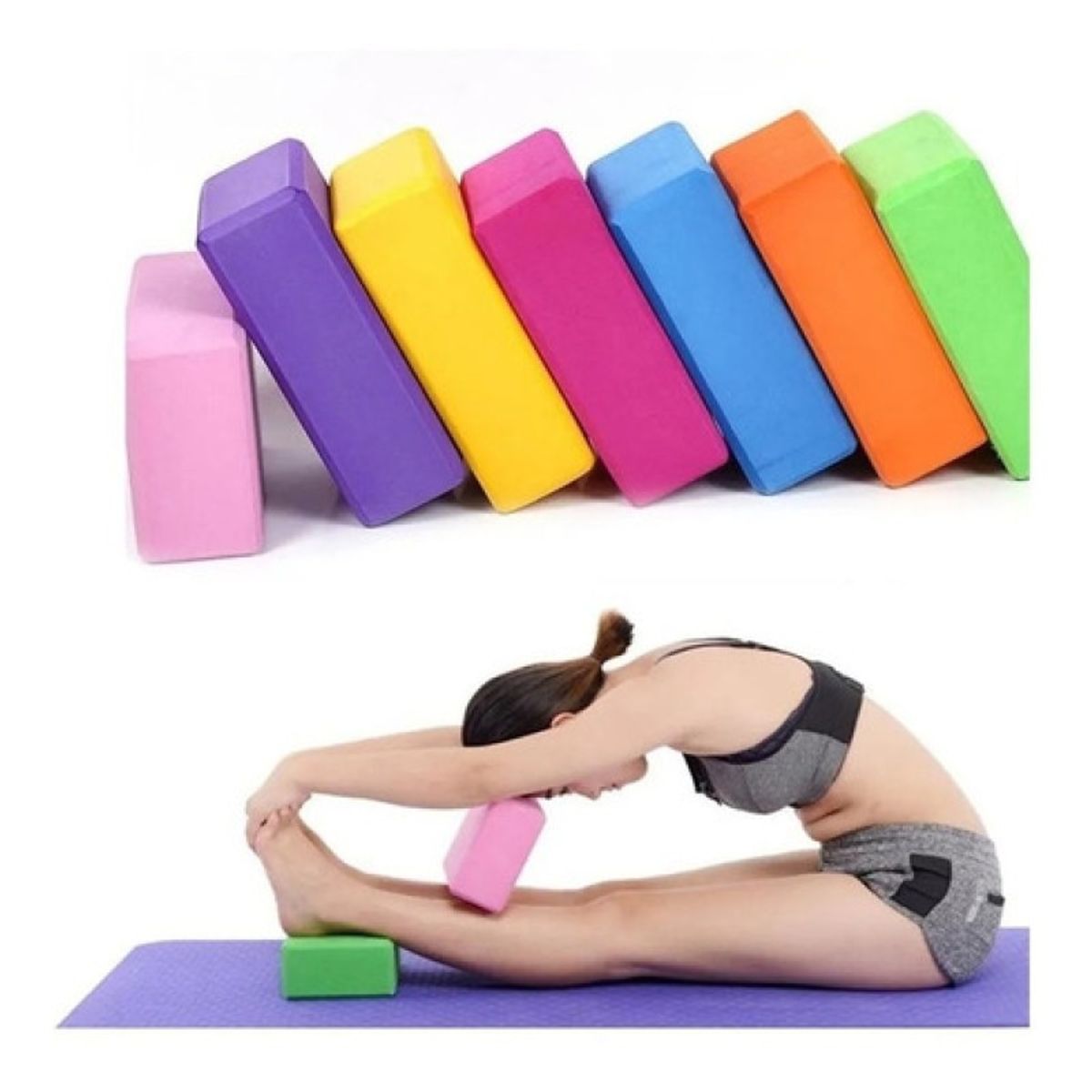GENERICO - Ladrillo Goma Eva Para Yoga - Pilates Color Azul
