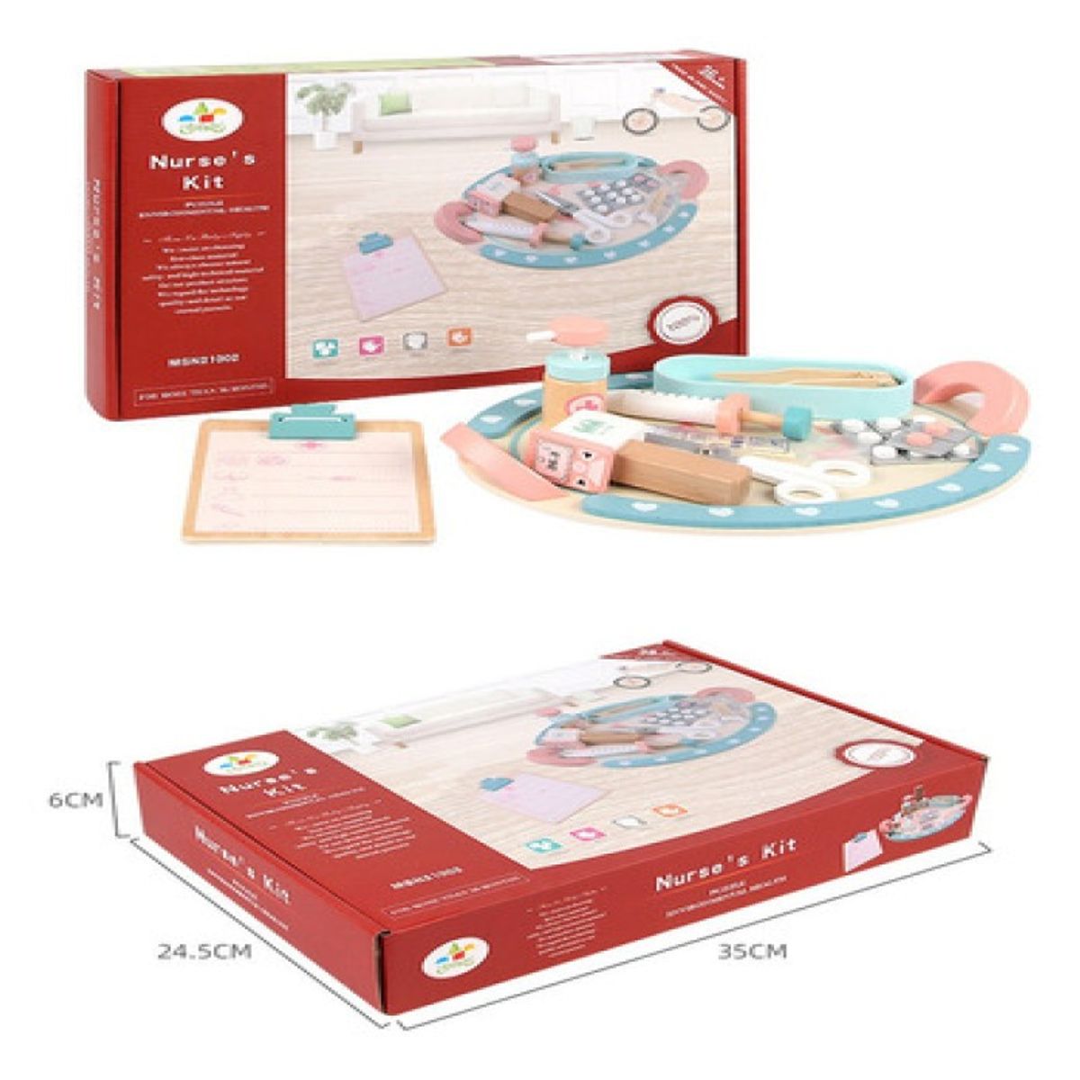 GENERICO - Set Doctor Enfermeria Juguete Madera Para Niños Y Niñas