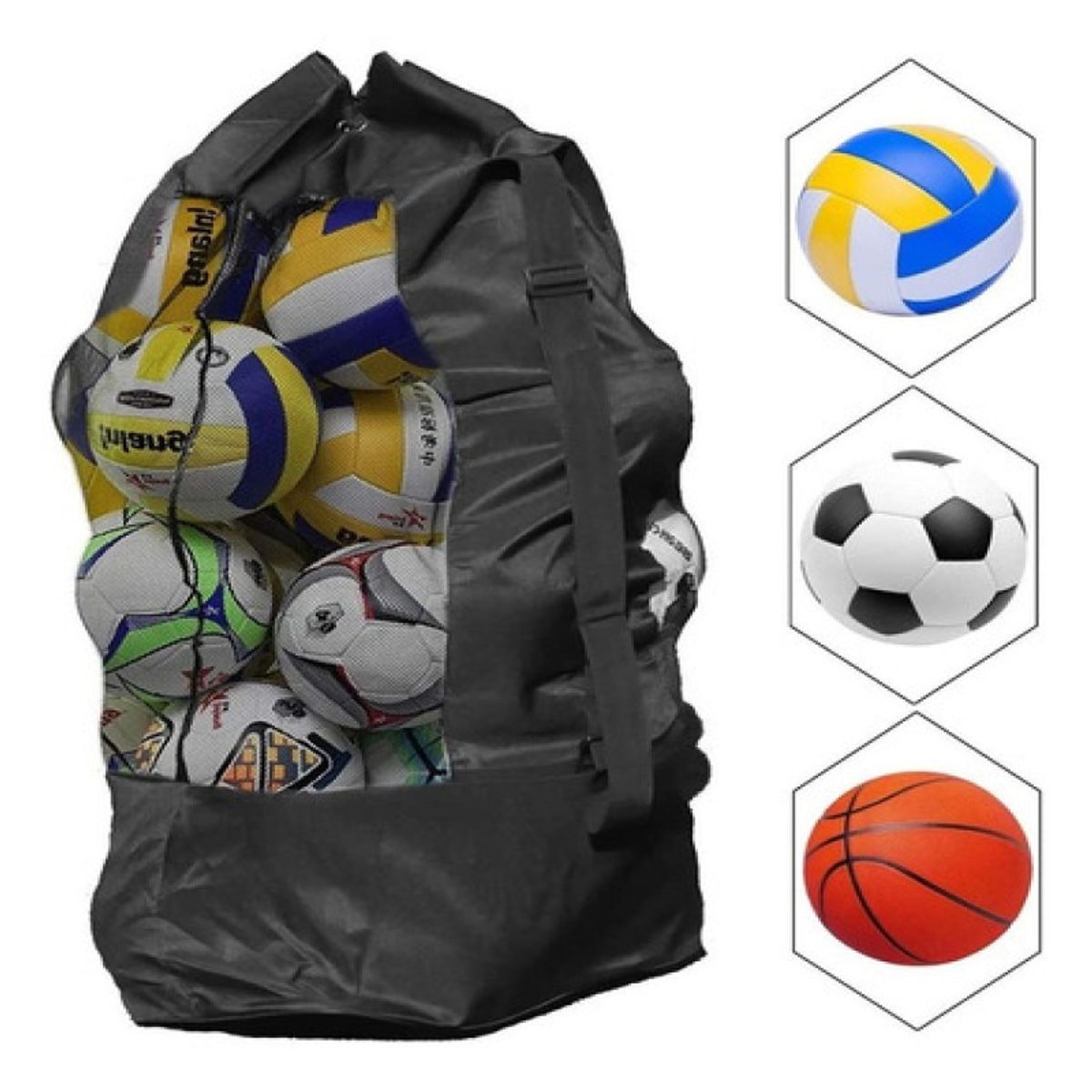 GENERICO - Bolso Porta Balones Capacidad 15 Color Negro