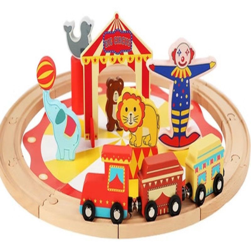 GENERICO - Pista de Tren de Madera Circo Infantil - 25 Piezas
