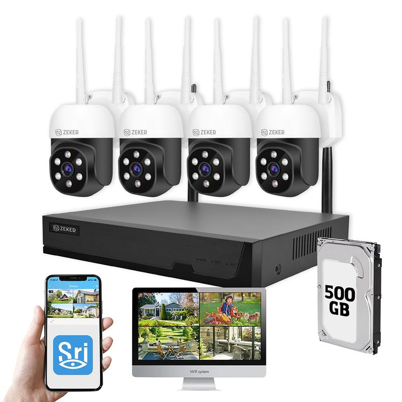 ZEKER - Kit Nvr Camaras Zeker Seguridad FHD 1080p + Disco Duro 500gb