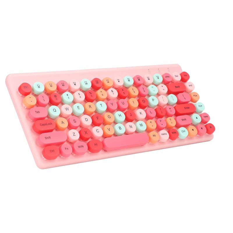 GENERICO - Set Teclado Y Mouse Inalámbrico Ergonómico Rosado