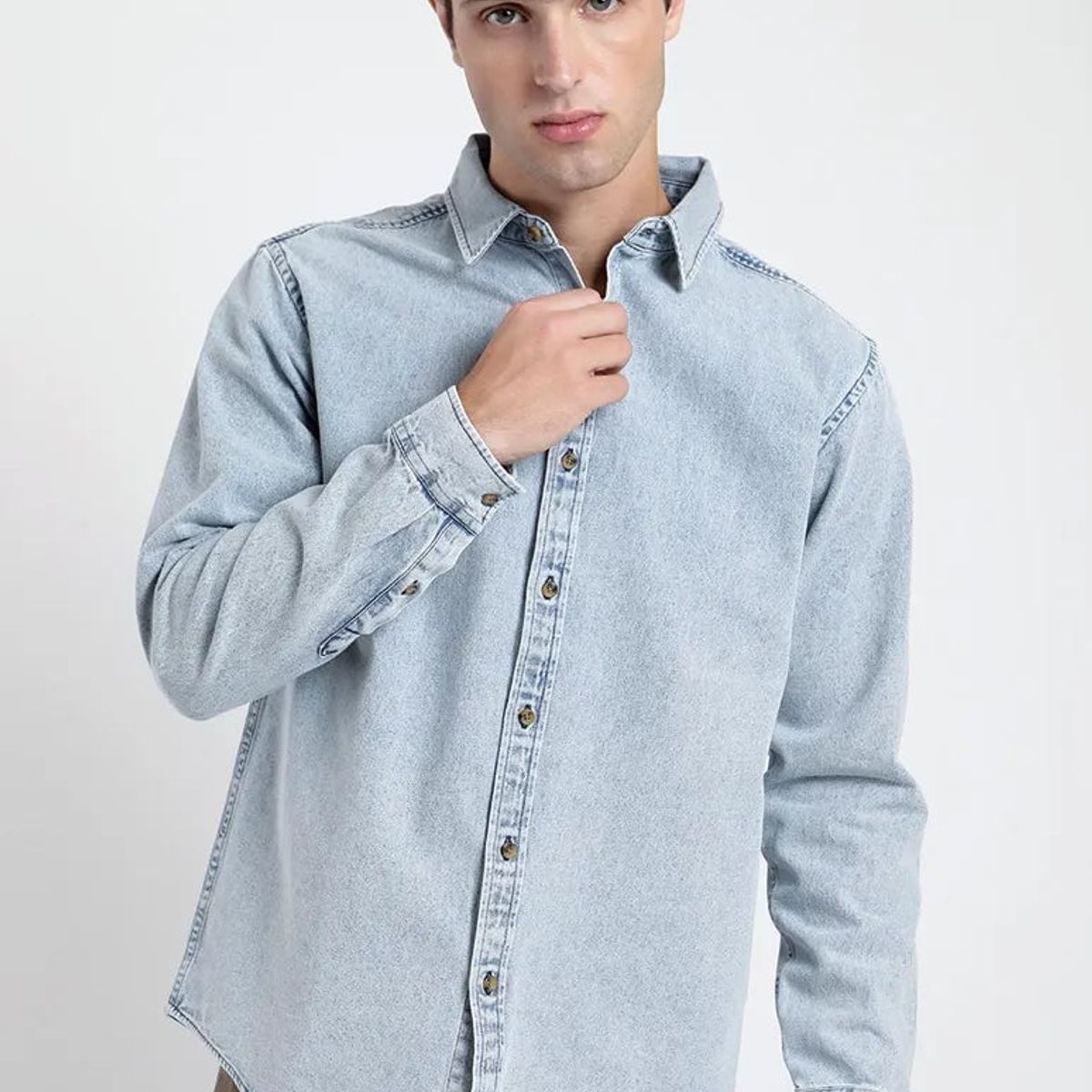FROENS - Camisa manga larga Denim celeste - Algodón orgánico Froens