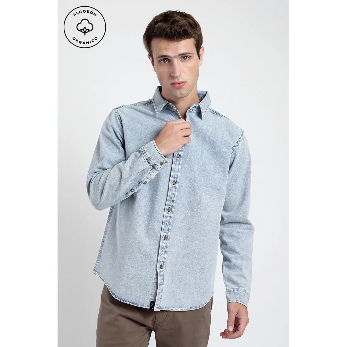 FROENS - Camisa manga larga Denim celeste - Algodón orgánico Froens