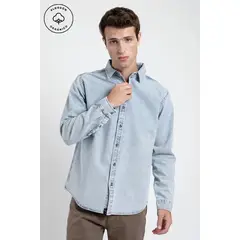 FROENS - Camisa manga larga Denim celeste - Algodón orgánico