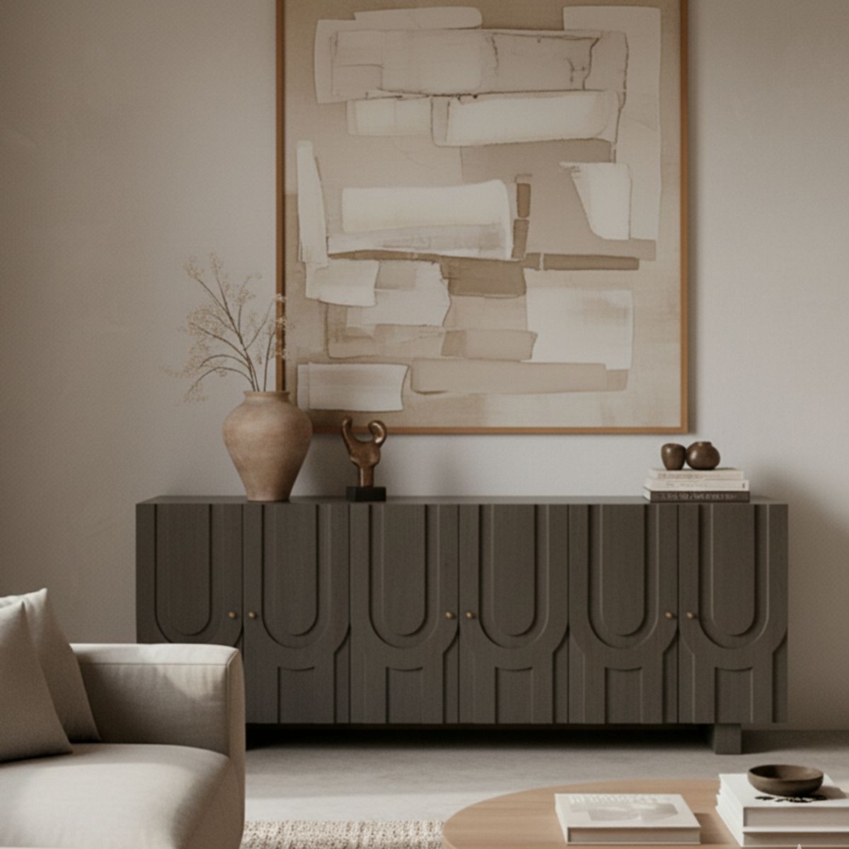 MILK - Arrimo Niche 6 Puertas Gris