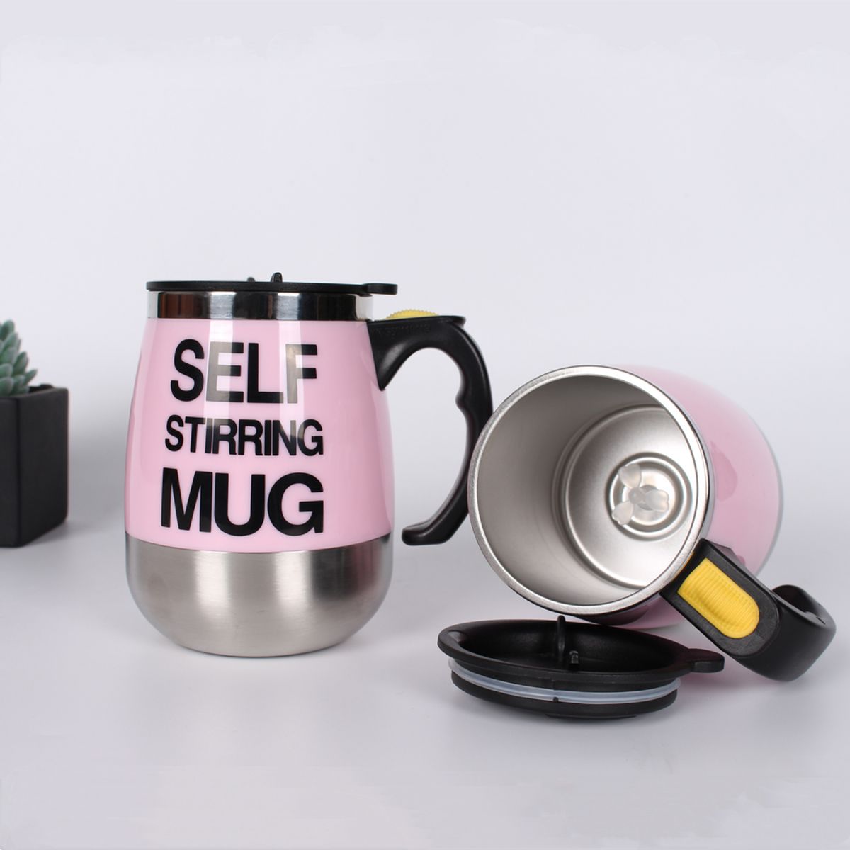 GENERICO - Tazón Taza  Mug Con Revolvedor Automático A Pilas Con Tapa