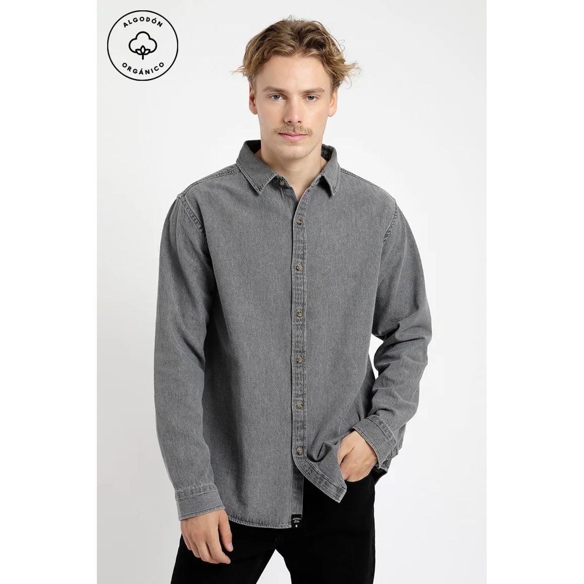 FROENS - Camisa manga larga Denim gris - Algodón orgánico Froens
