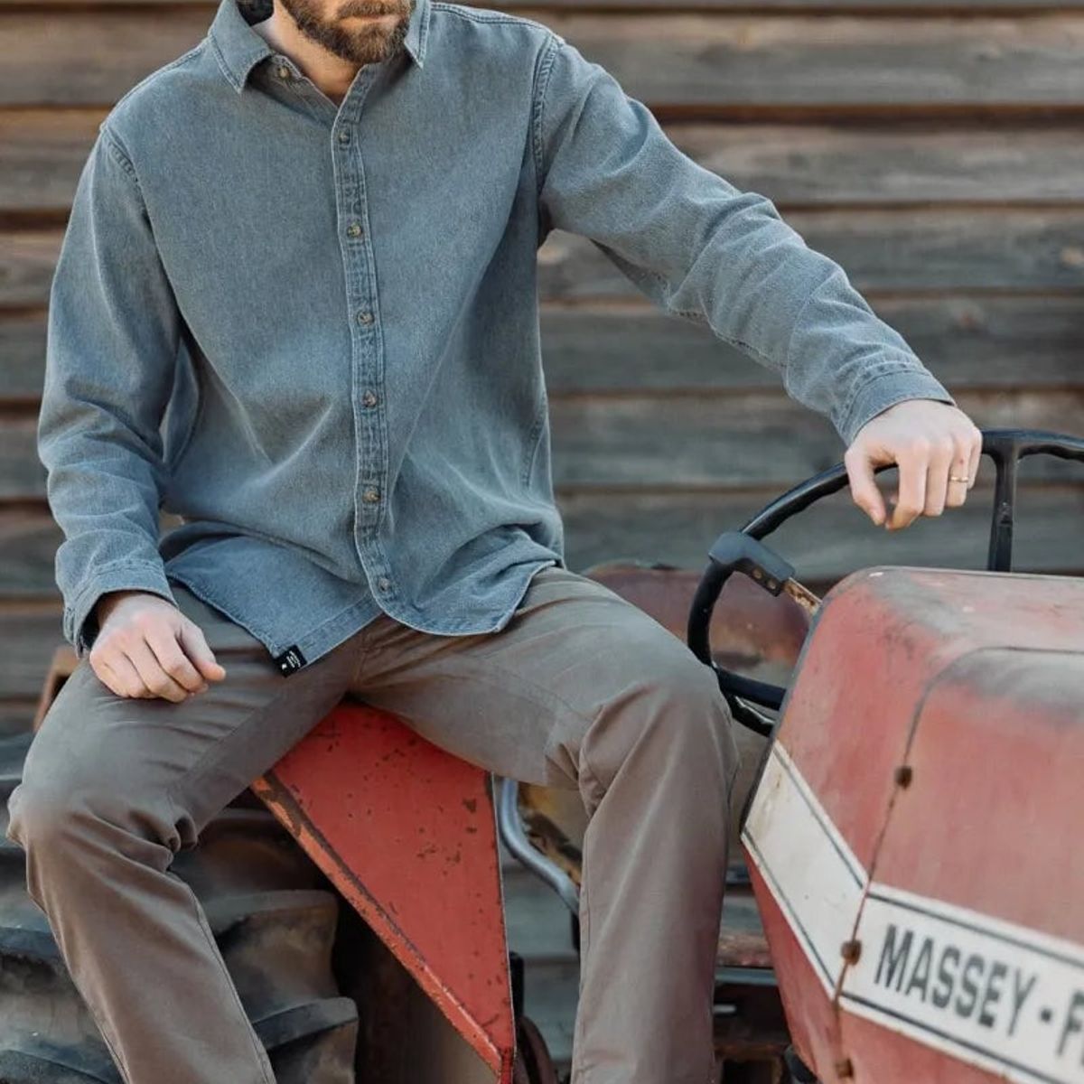 FROENS - Camisa manga larga Denim gris - Algodón orgánico Froens