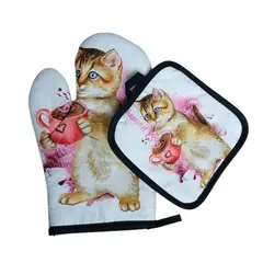 GENERICO - Guante De Cocina Y Toma Ollas Guante Horno Gatitos Kawaii
