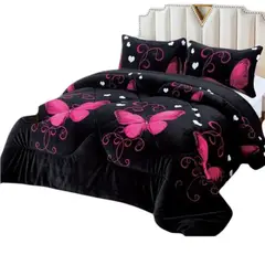 GENERICO - Cobertor De Invierno Plush Con Chiporro 2 Plaza + 2 Fundas Almohadas