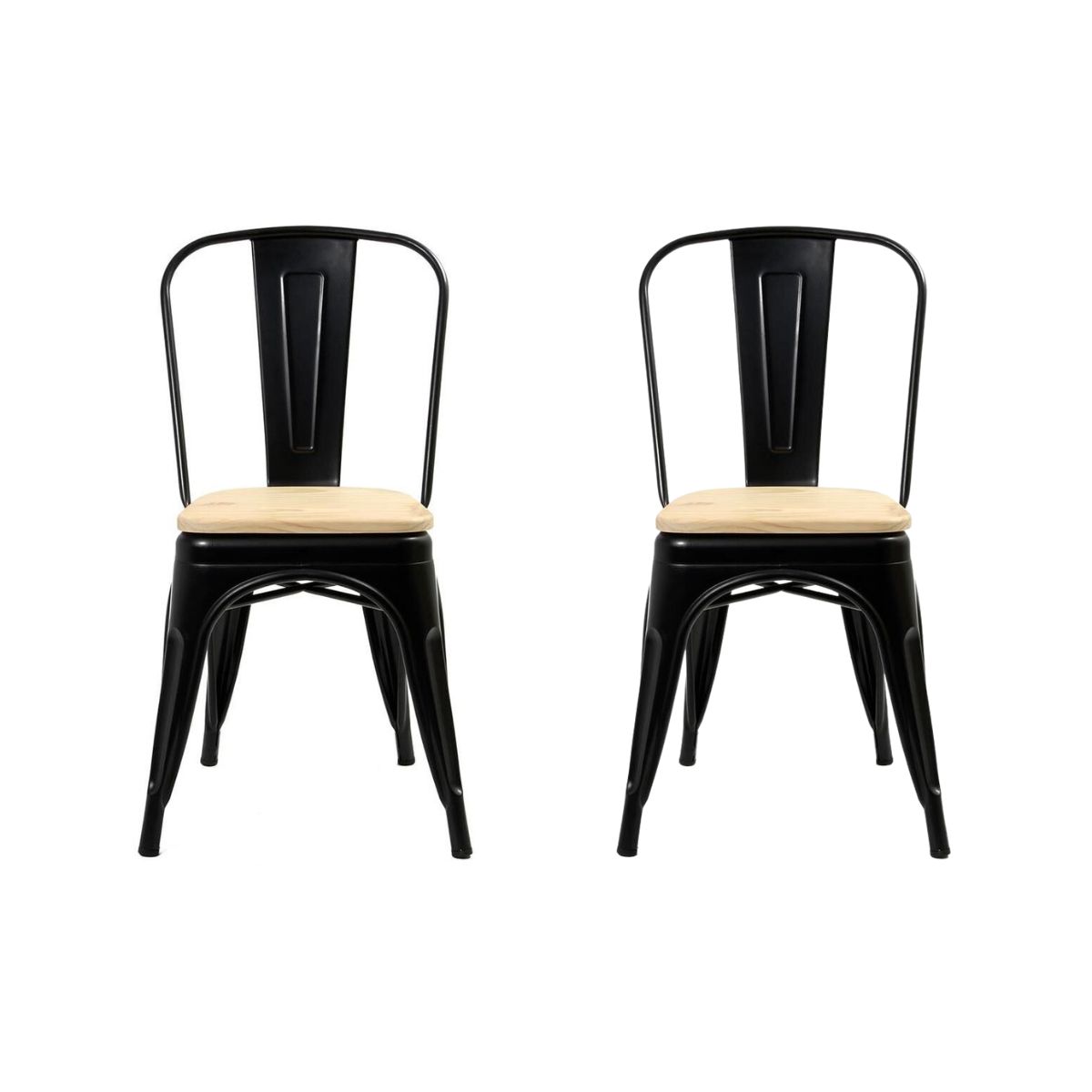 HABITA2 CHILE - Pack 2 Silla Tolix con asiento de madera - Negro