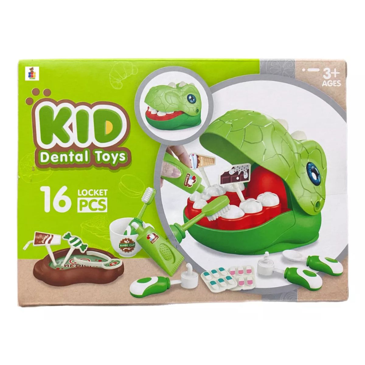 BRIC - Juego Dentista Dinosaurio Con 16 Accesorios Para Niños