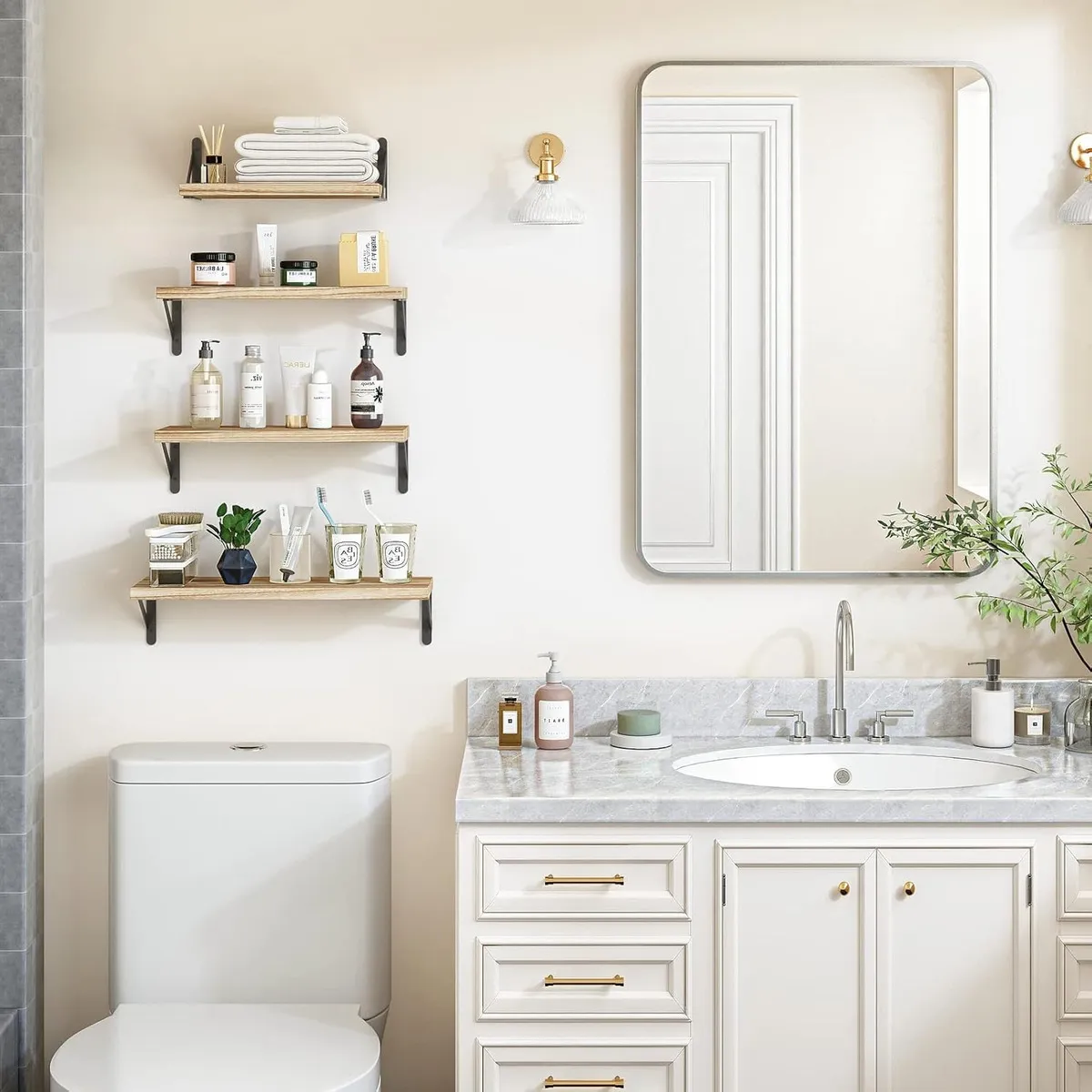 EVERSO - Repisas Flotantes De Pared Kit X4 Estantes Para Baño Cocina