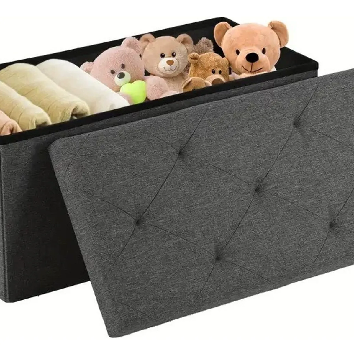 EVERSO - Puff Silla Cubo Organizador Plegable Banqueta 76x38x38cm
