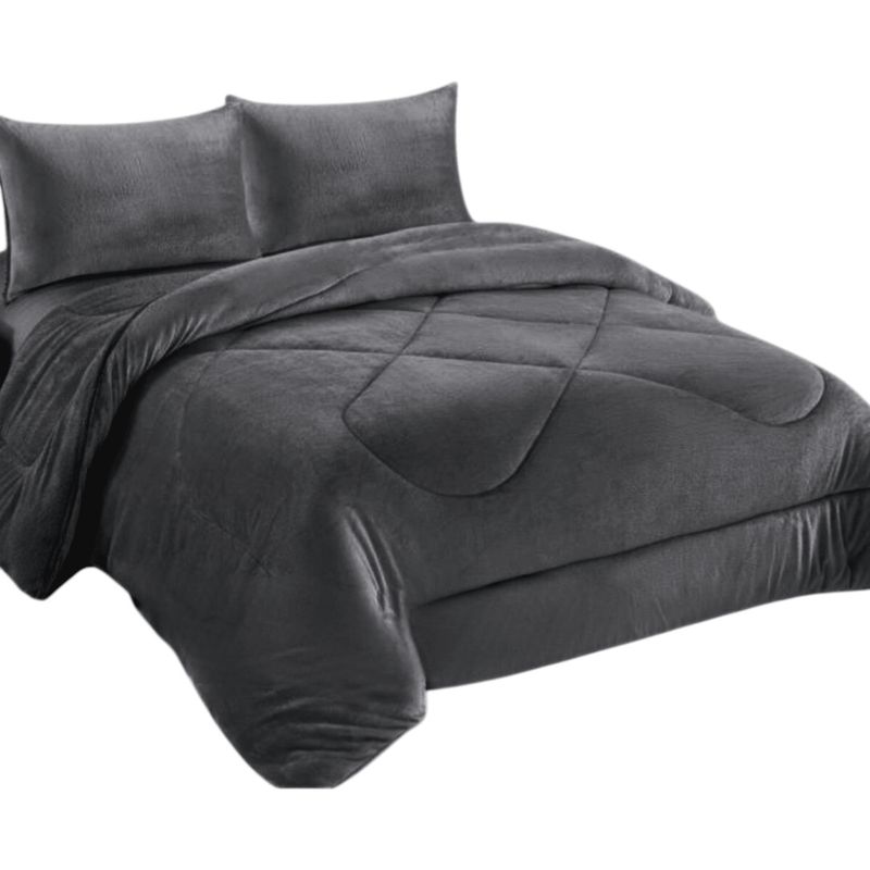 GENERICO - Cobertor De Invierno Plush Con Chiporro 2 Plaza Color Gris