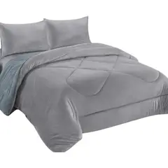 GENERICO - Cobertor De Invierno Plush Con Chiporro 2 Plaza Color Gris