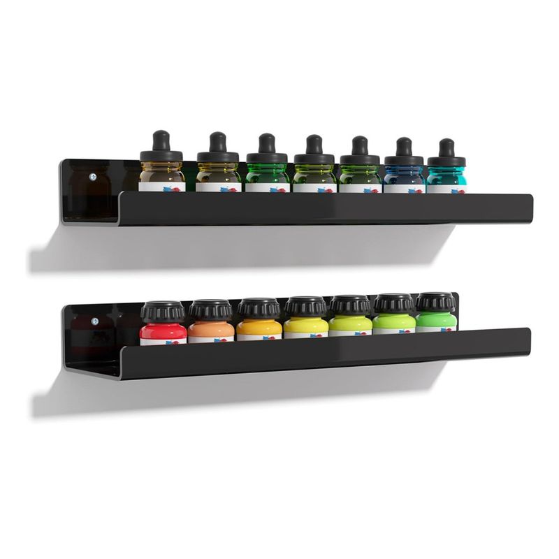 GENERICO - 2Pcs Acrílico Estante Montado Pared Para Hogar-Negro