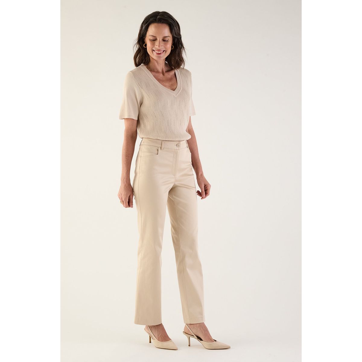 MA GRIFFE - Pantalon Beige Mujer Magriffe