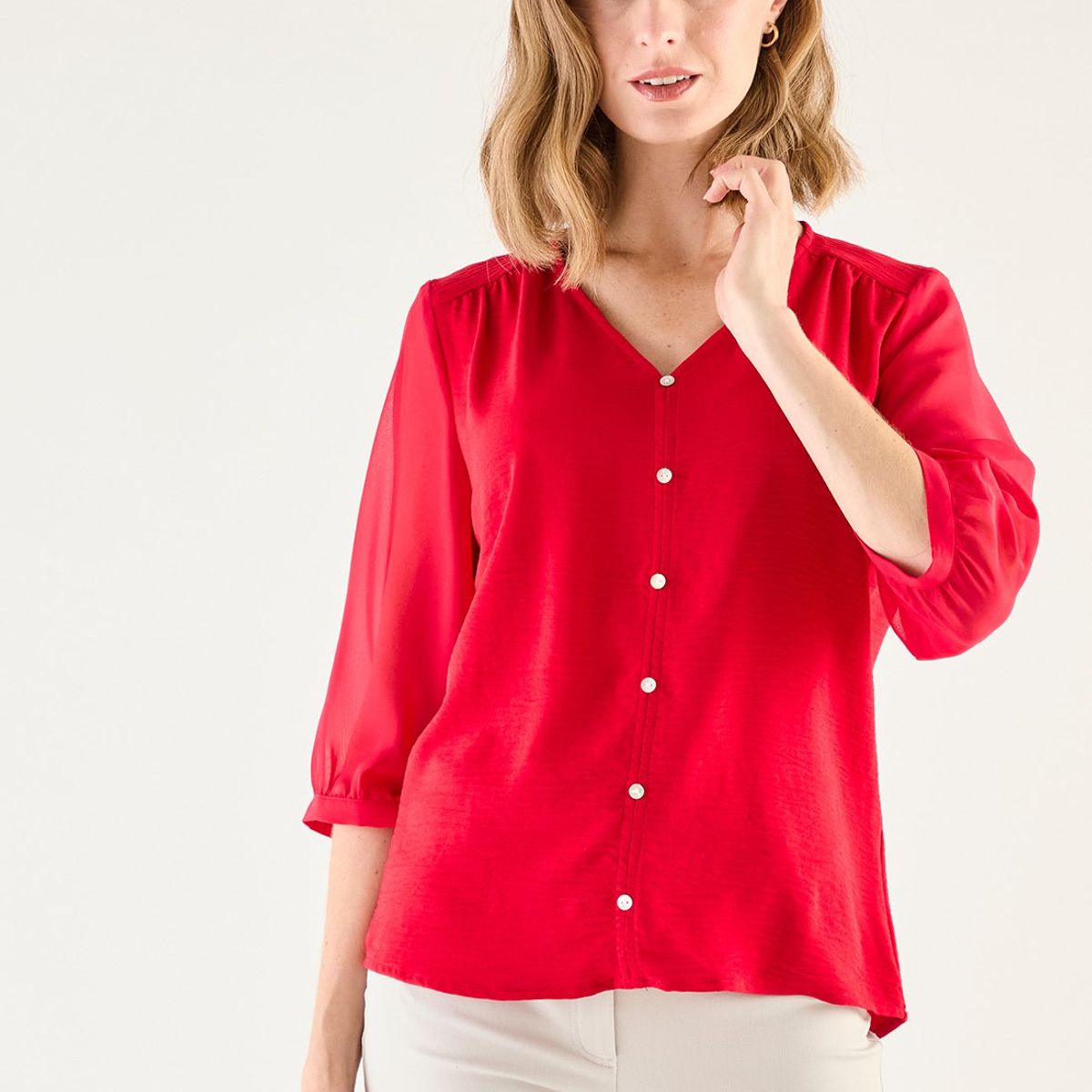 MA GRIFFE - Blusa Manga Larga Rojo Mujer Magriffe