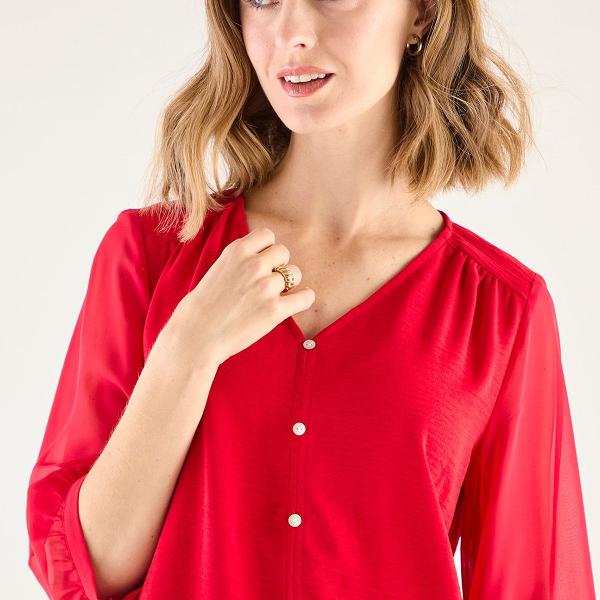 MA GRIFFE - Blusa Manga Larga Rojo Mujer Magriffe