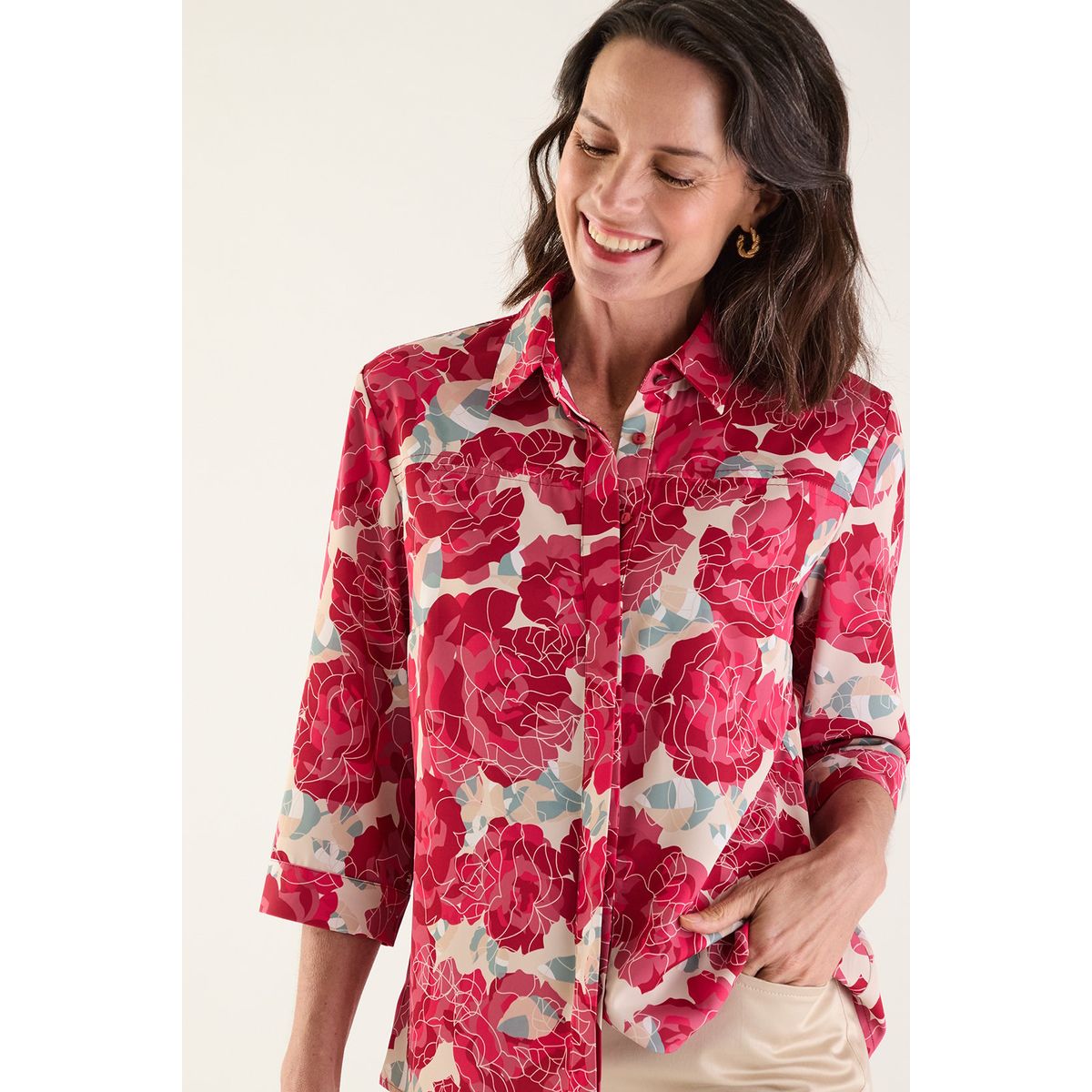 MA GRIFFE - Blusa Manga Larga Rojo Mujer Magriffe