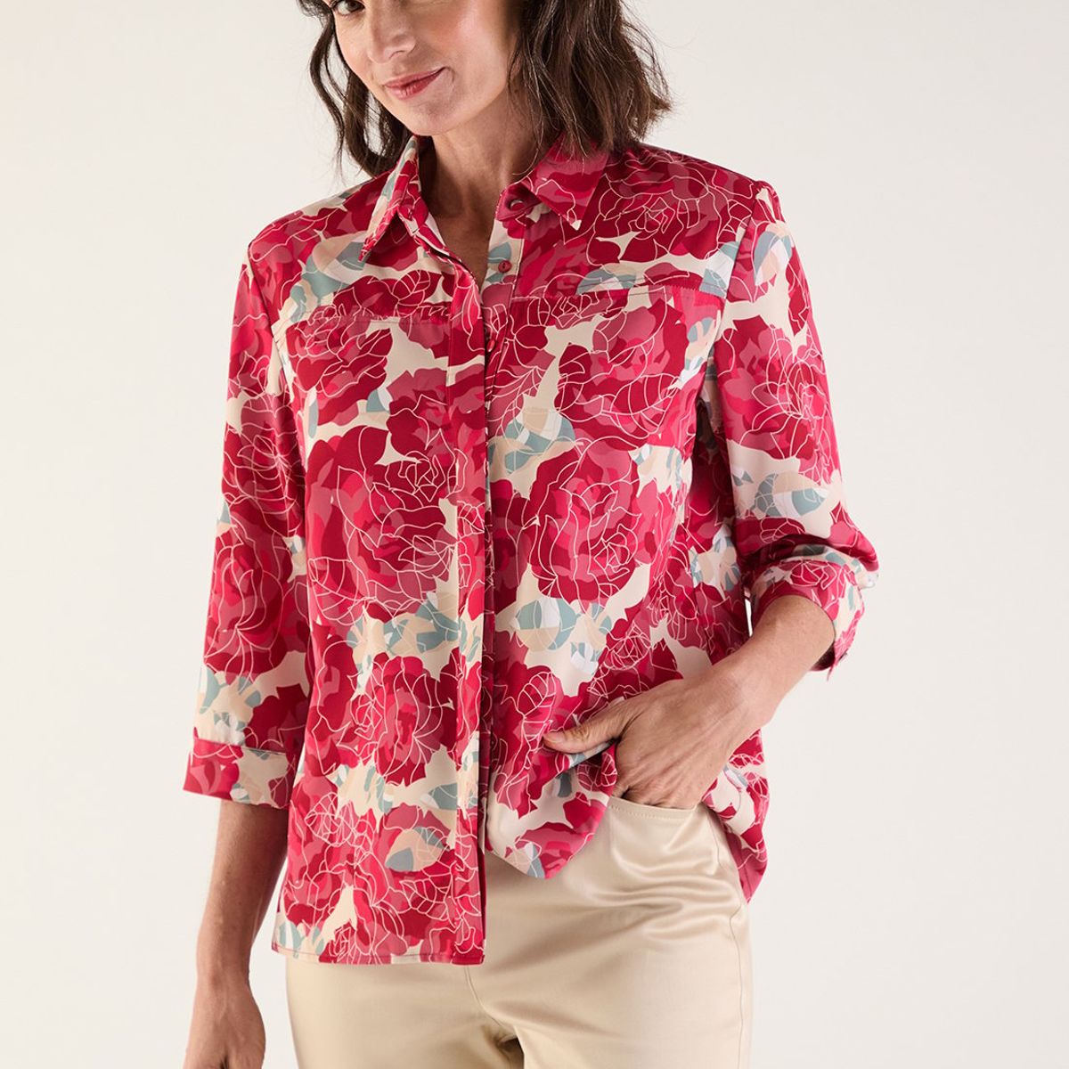 MA GRIFFE - Blusa Manga Larga Rojo Mujer Magriffe