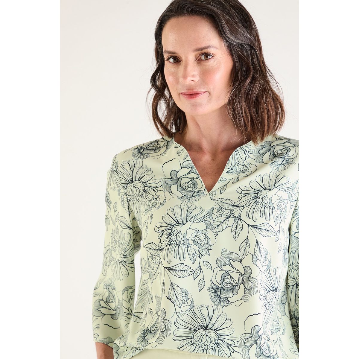 MA GRIFFE - Blusa Manga Larga Verde Agua Mujer Magriffe