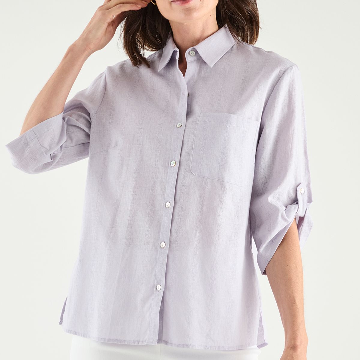 MA GRIFFE - Blusa Manga Larga Lila Medio Mujer Magriffe