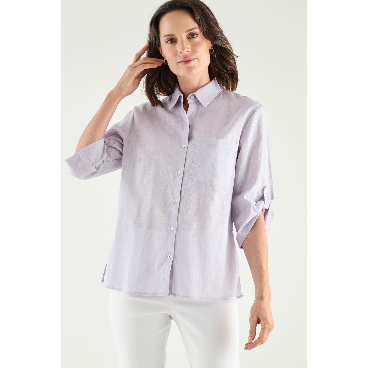MA GRIFFE - Blusa Manga Larga Lila Medio Mujer Magriffe