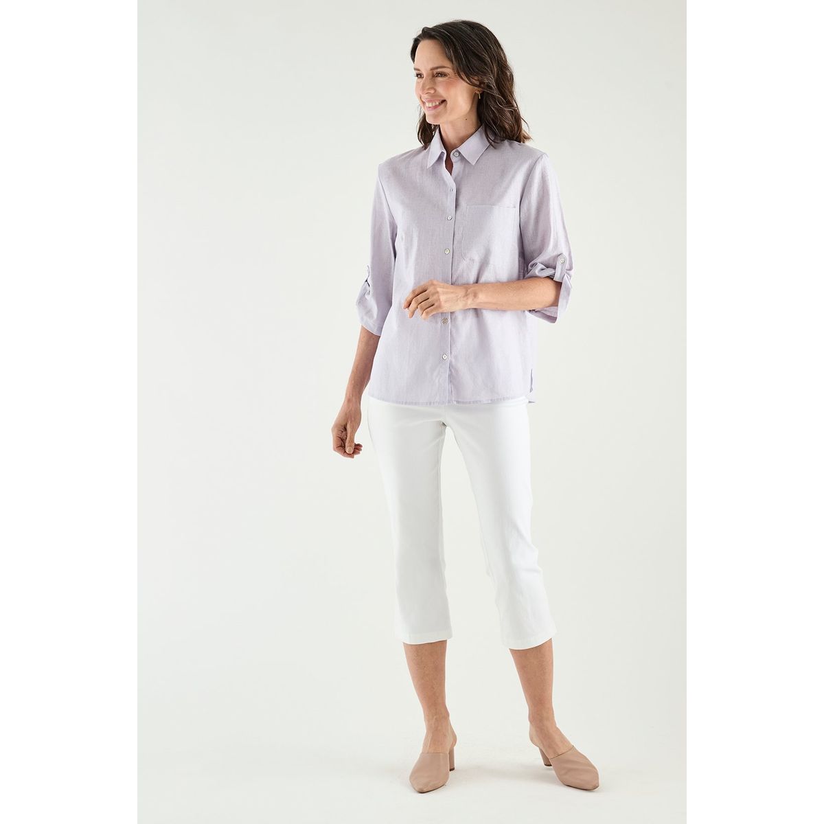 MA GRIFFE - Blusa Manga Larga Lila Medio Mujer Magriffe